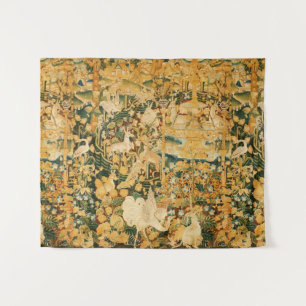 UNICORN, WEISSER GRIFFIN, TIERE, FANTASTISCHE BLUM WANDTEPPICH