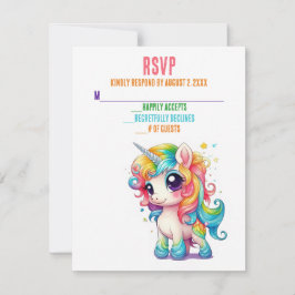 Unicorn Whimsical Magical Pink Wedding RSVP Cards Karte