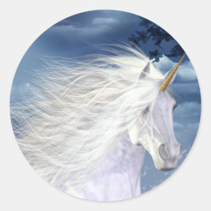 Unicorn White Beauty Nah-up Runder Aufkleber