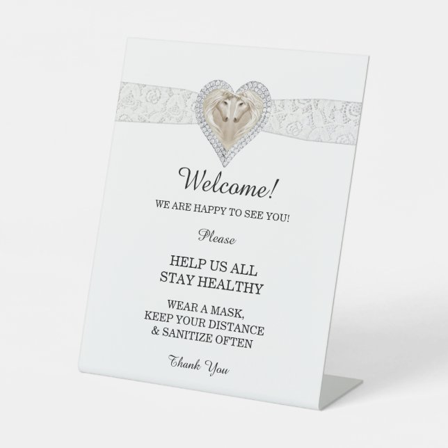 Unicorn White Lace Wedding Safety Sockelschild (Vorderseite)