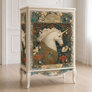 Unicorn William Morris Stil Botanischer Garten Seidenpapier