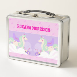 UNICORN WINGED ROSE PINK FARBE Metal Lunchbox