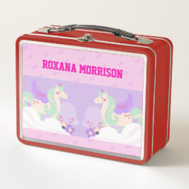 UNICORN WINGED ROSE PINK S FARBE Metal Lunchbox