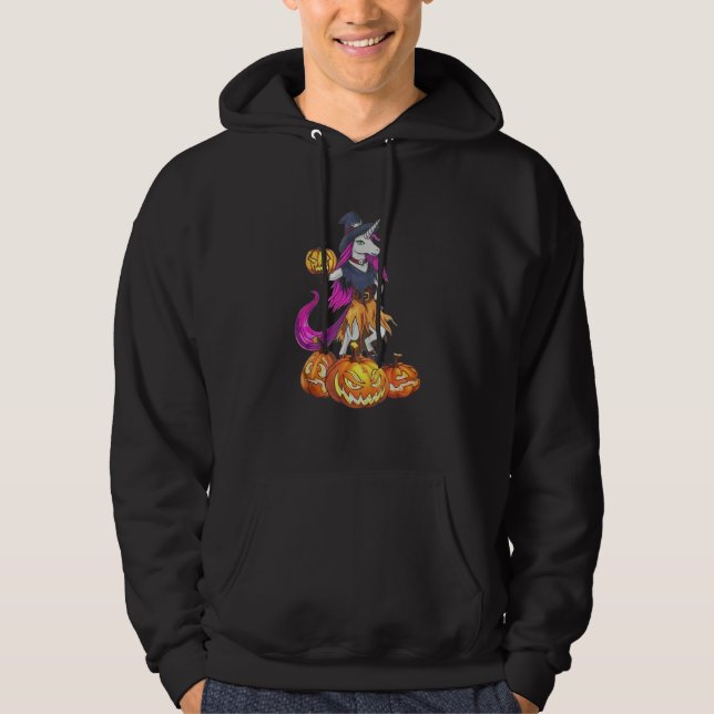 Unicorn Witch Spooky Pumpkin Halloween Hoodie (Vorderseite)