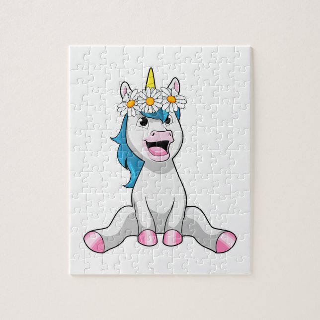 Unicorn with Flowers Daisy Puzzle (Vertikal)