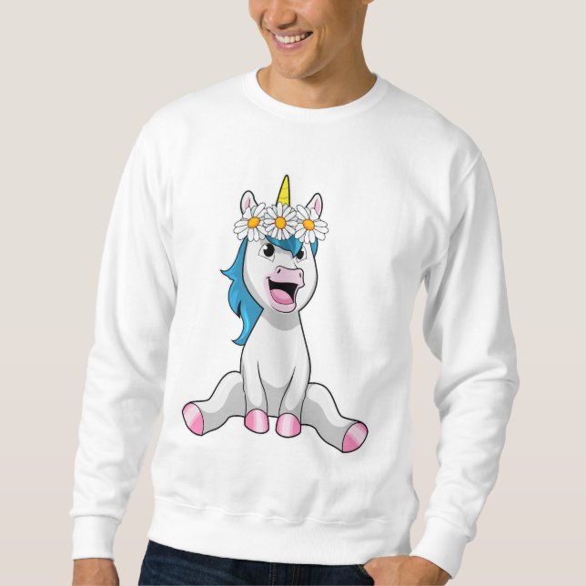 Unicorn with Flowers Daisy Sweatshirt (Vorderseite)