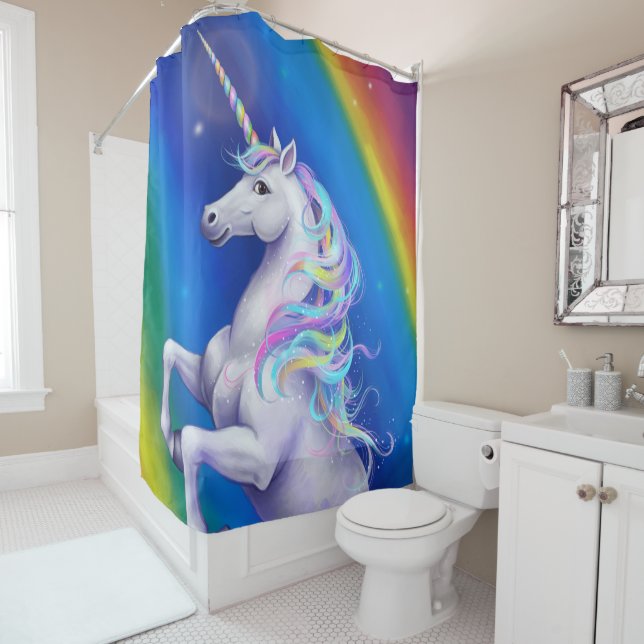 Unicorn with Rainbow Duschvorhang (Beispiel)