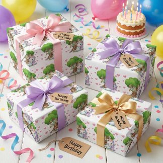 Unicorn & Woodland Friends Wrapping Paper Niedlich Geschenkpapier
