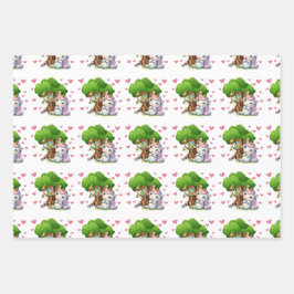 Unicorn & Woodland Friends Wrapping Paper Niedlich Geschenkpapier Set