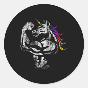 Unicorn Workout Vathers Day-Geschenk Gewichtheben  Runder Aufkleber