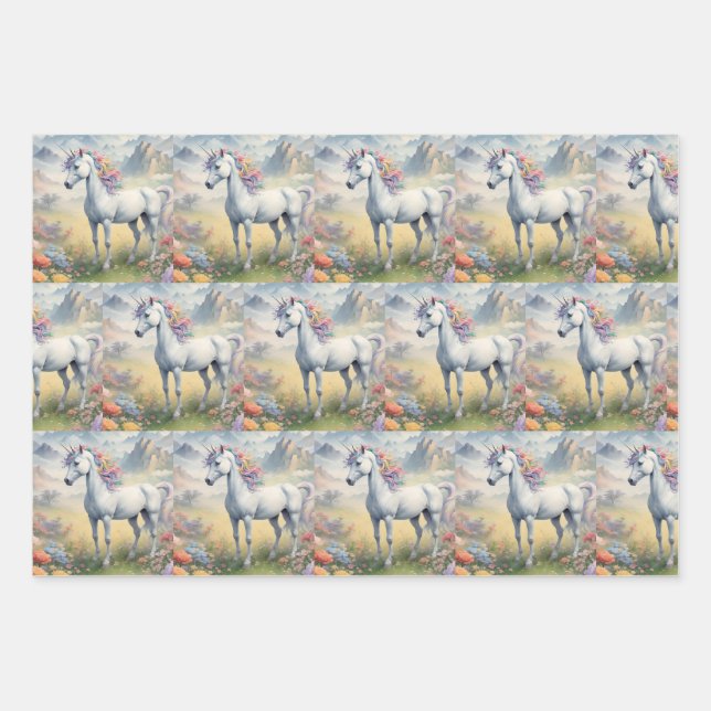 Unicorn Wrapping Paper Flat Sheet Geschenkpapier Set (Vorderseite 3)