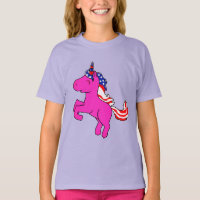 Unicorn Yarrow Pink Patriotic USA Flag Mane Art