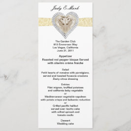 Unicorn Yellow Lace Wedding Menu Card Menükarte