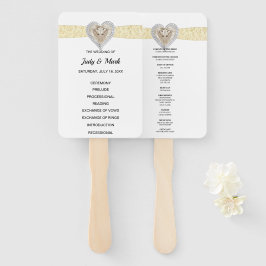 Unicorn Yellow Lace Wedding Program Fans Fächer