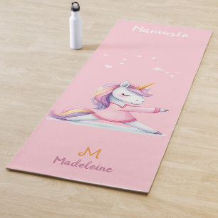 Unicorn Yoga Pose Rosa Fun Name Monogramm Yogamatte