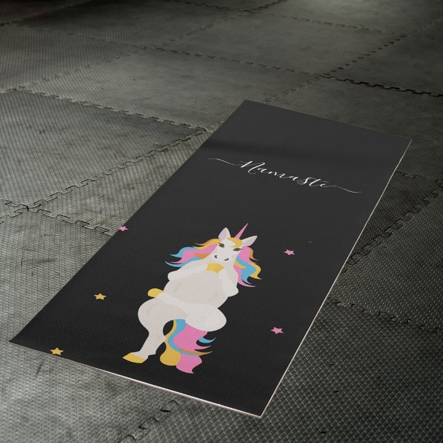 Unicorn Yoga Posen niedlich Spaß Schwarz namaste Yogamatte (Von Creator hochgeladen)