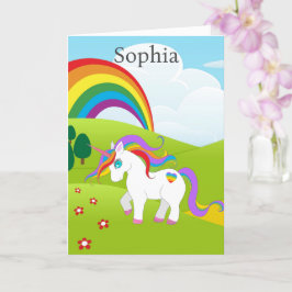Unicorn Young Girls Birthday Personalize Name Age Karte