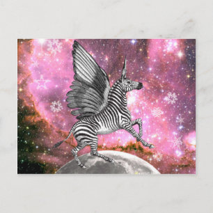 Unicorn Zebra Pegasus Postkarte