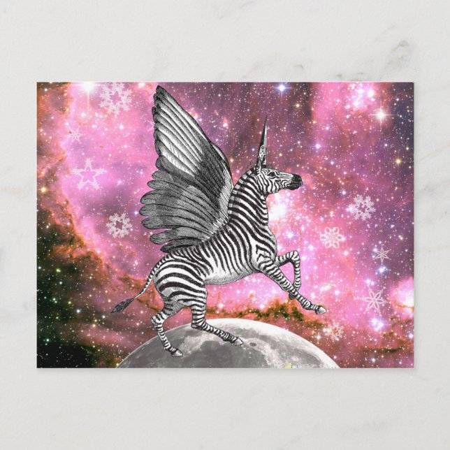 Unicorn Zebra Pegasus Postkarte (Vorderseite)