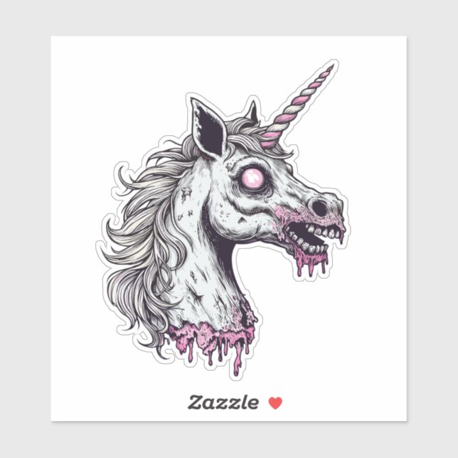Unicorn Zombie Head Aufkleber (Blatt)