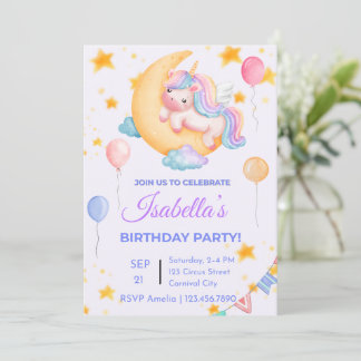 Unicorn zum Geburtstag Einladung für Mädchen