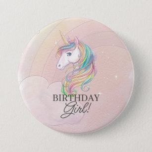 Unicorner Geburtstagsmädchen Button