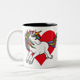 unicornio con corazon rojo zweifarbige tasse