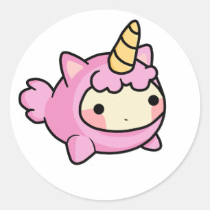 Unicornio Kawaii Runder Aufkleber