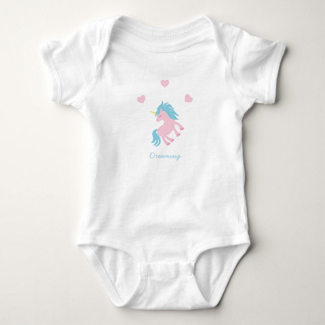 Unicornio rosa baby strampler (Vorderseite)