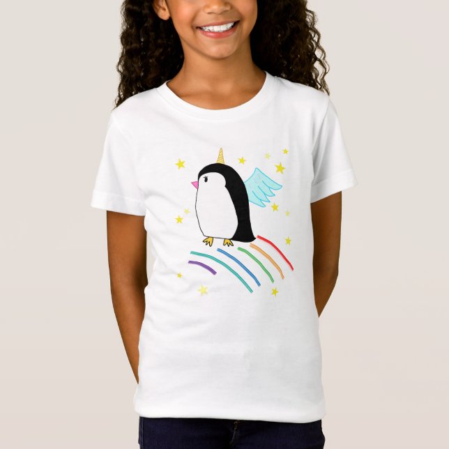 UnicornPenguin Uniguin Fliegen-Mädchen-Shirt T-Shirt (Vorderseite)