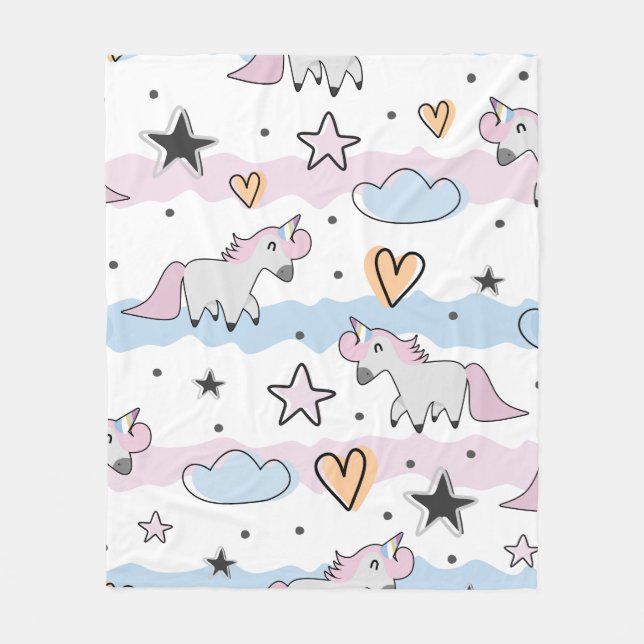 Unicorns and stars pattern fleecedecke (Vorderseite)