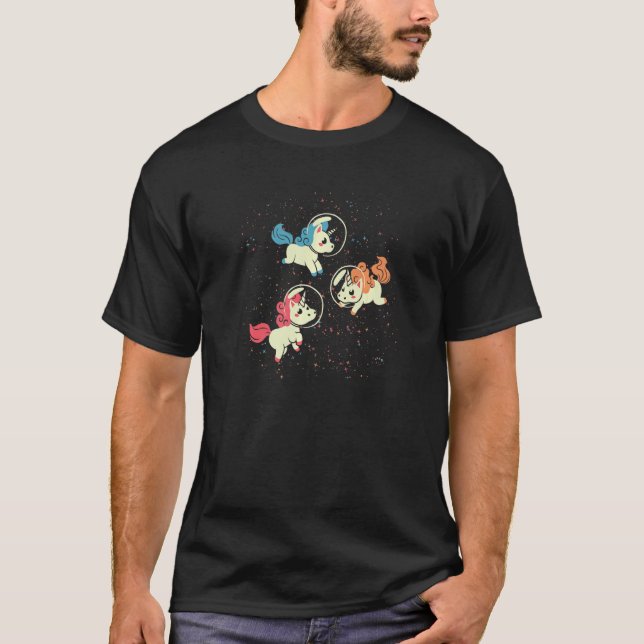 Unicorns Astronaut Outer Space Magical Animal Gala T-Shirt (Vorderseite)