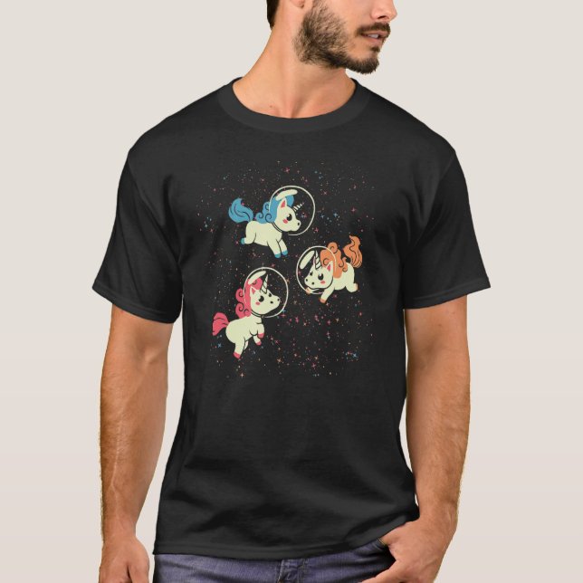 Unicorns Astronaut Outer Space Magical Animal Gala T-Shirt (Vorderseite)