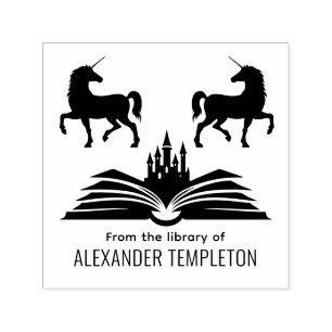 Unicorns Book Castle #2 "From the Library" Name Permastempel