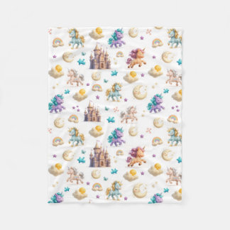 Unicorns & Fairytale Castle - Fantasy Kids Bedding Fleecedecke