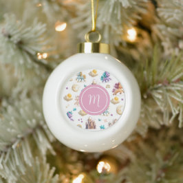 Unicorns & Fairytale Castle - Whimsisches Weihnach Keramik Kugel-Ornament