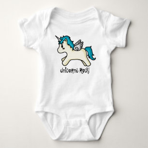 Unicorns-Felsen-[blauer] Säuglings-Strampler Baby Strampler