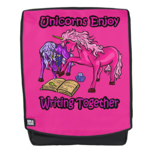 Unicorns genießen das Schreiben zusammen Rucksack