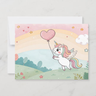 Unicorn's Heart Balloon Postkarte