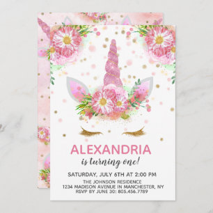Unicorns in Bloom Birthday Einladung