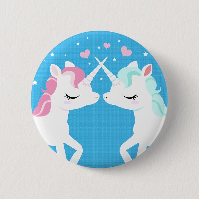 Unicorns in Liebe Knopf Button (Vorderseite)