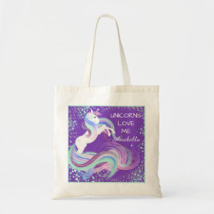 "Unicorns Liebe Me" Glittery Stars Tote Beutel Lil Tragetasche