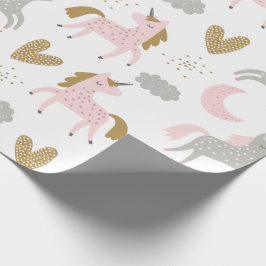Unicorns Pink Gray Magical Niedlich Girly Boho Pat Geschenkpapier