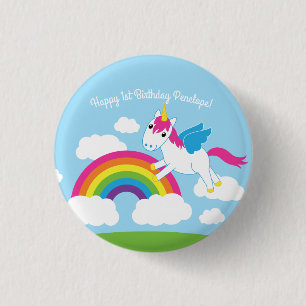 Unicorns & Rainbows Kinderparty Niedlich Button