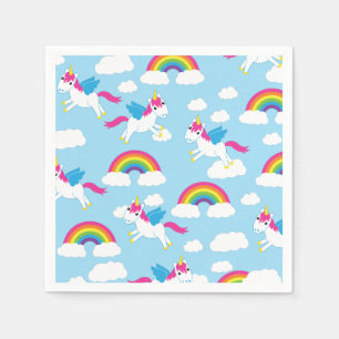 Unicorns & Rainbows Kinderparty Niedlich Serviette