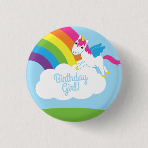 Unicorns & Rainbows Niedlich 1. Geburtstag Party T Button