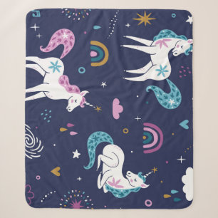 Unicorns Rainbows: Niedlicher Cartoon Nahtlos Sherpadecke