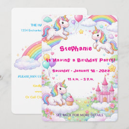Unicorns & Rainbows Pastel Childs Birthday Einladung