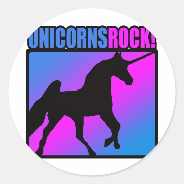 Unicorns Rock! Runder Aufkleber (Vorderseite)