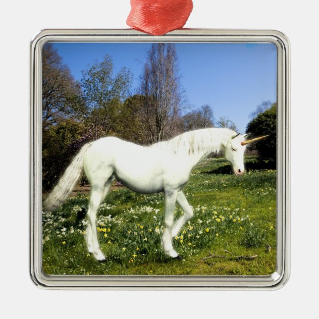 Unicorns Silbernes Ornament (Vorne)